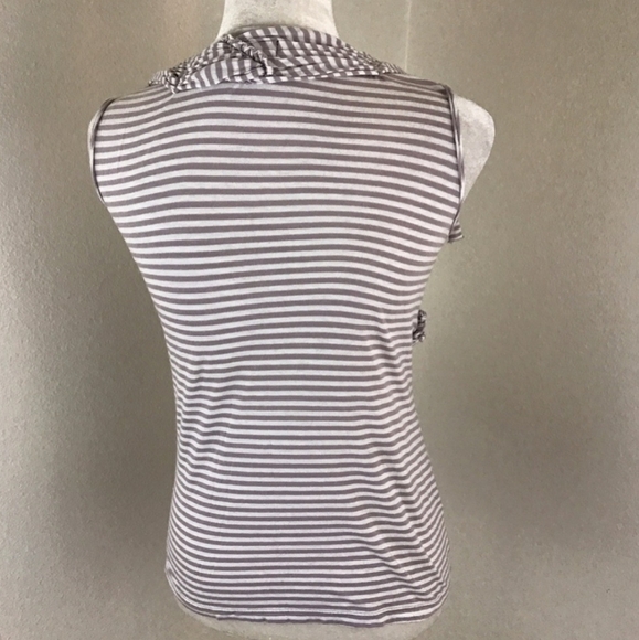Anthropologie Deletta Tan & White Nautical Striped Tank w/Pleated Details Size S - Picture 4 of 9